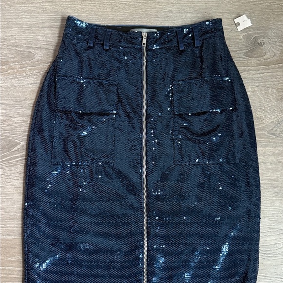 NEW Anthropologie Maeve Sequin Utility Midi Skirt 4 - Picture 6 of 9